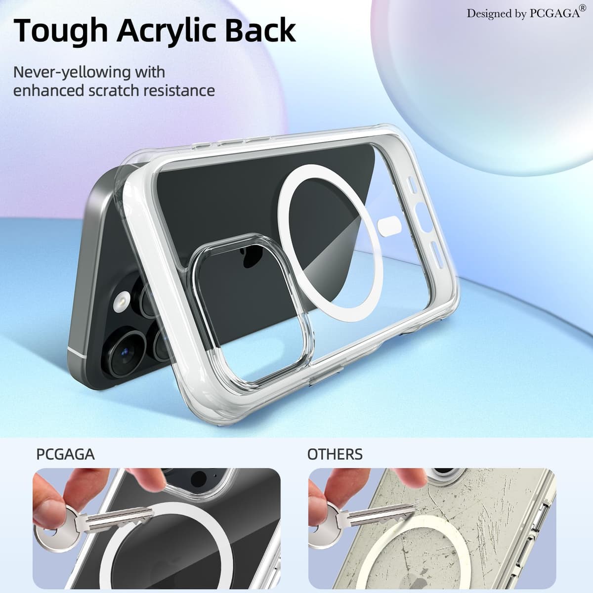 pcgaga husă iPhone 16 Pro Max (2024), compatibilă MagSafe, protecție militară airbag-uri alb