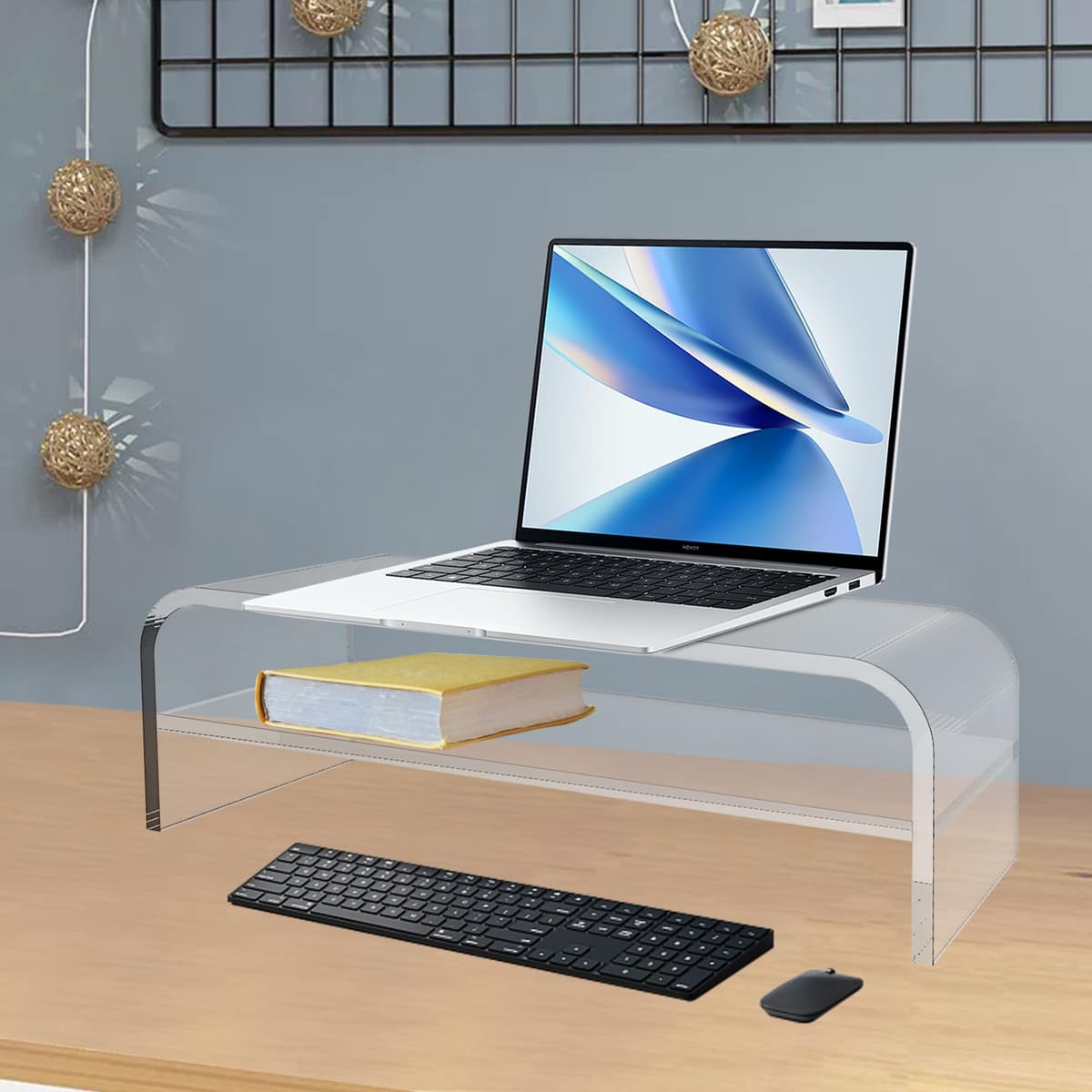 guofa suport monitor acrilic 2 niveluri, suport ecran acrilic, masă acrilic laptop, PC (39X20X12.6cm)