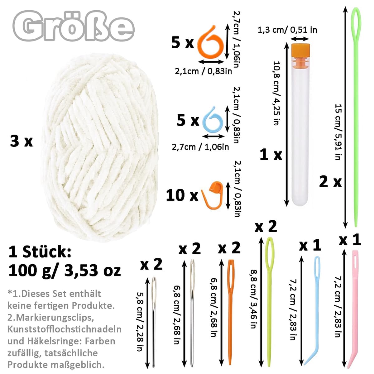 Ață Chenille Groasă pentru Croșetat Tricotat Set – Alb 3 Ghem