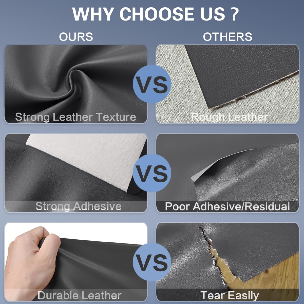 Sgooyir kit reparație piele, 10x200cm piele artificială autoadezivă, petice pentru scaune auto, canapele - gri închis