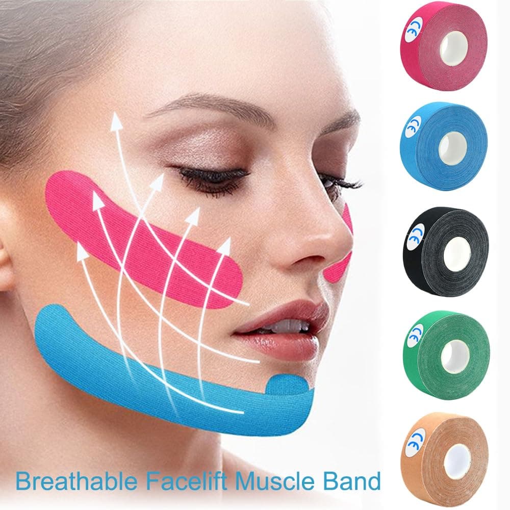Tcdwla Plasture Riduri, Bandă Lifting Față, 4 Role Bandă Față Culoare Piele, Bandă Lifting Respirabilă, Față V, Îmbunătățire Bărbia Dublă