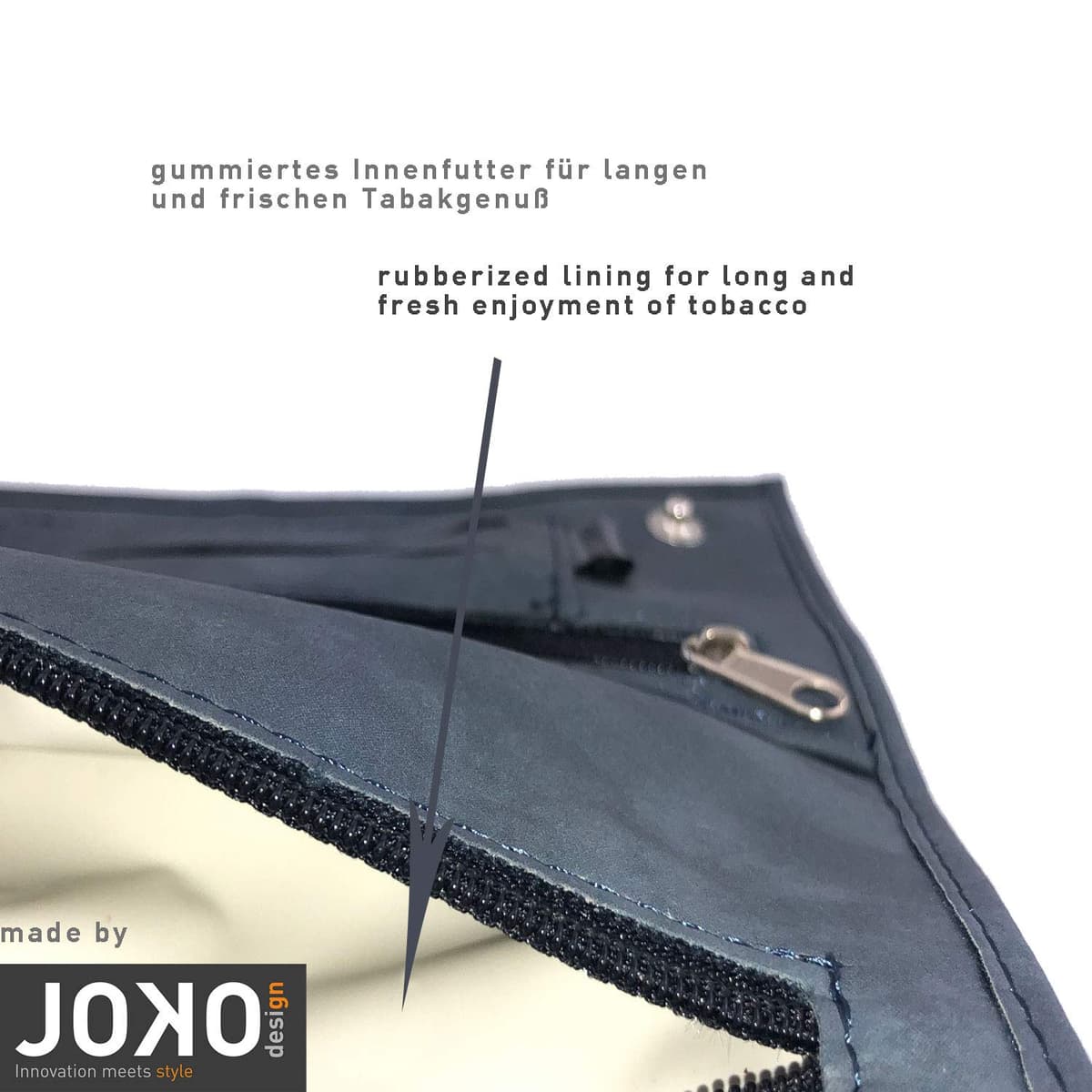 Pungă tutun piele cu compartimente pentru filtre, foi, brichetă - albastru