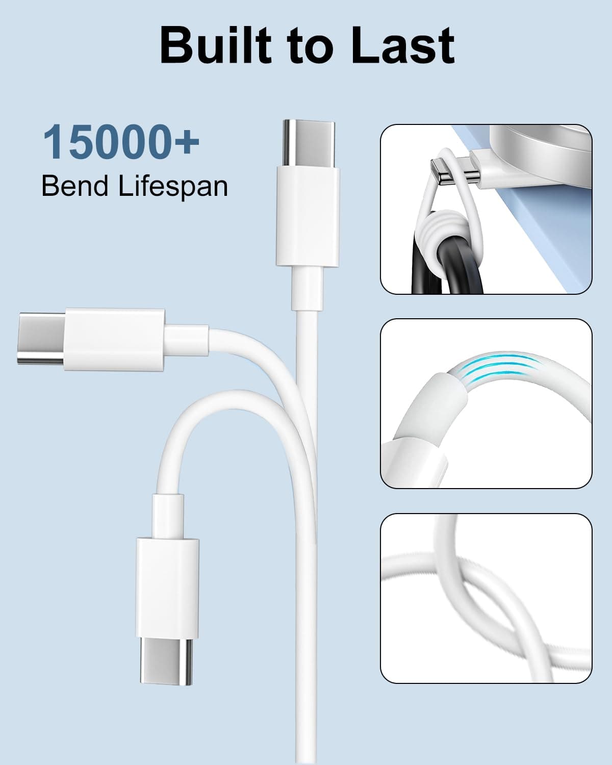Cablu încărcare USB-C CHLANT 60W rapid 3M iPhone 15/16/17 iPad MacBook lungime mare
