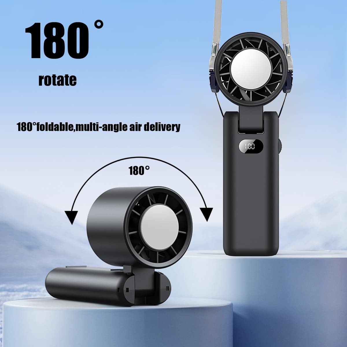 Intckwan Ventilator Manual Turbo Reîncărcabil, 3600mAh, Ventilator Mini USB Portabil, Ventilator Compresă Gheață 100 Viteze (Alb)