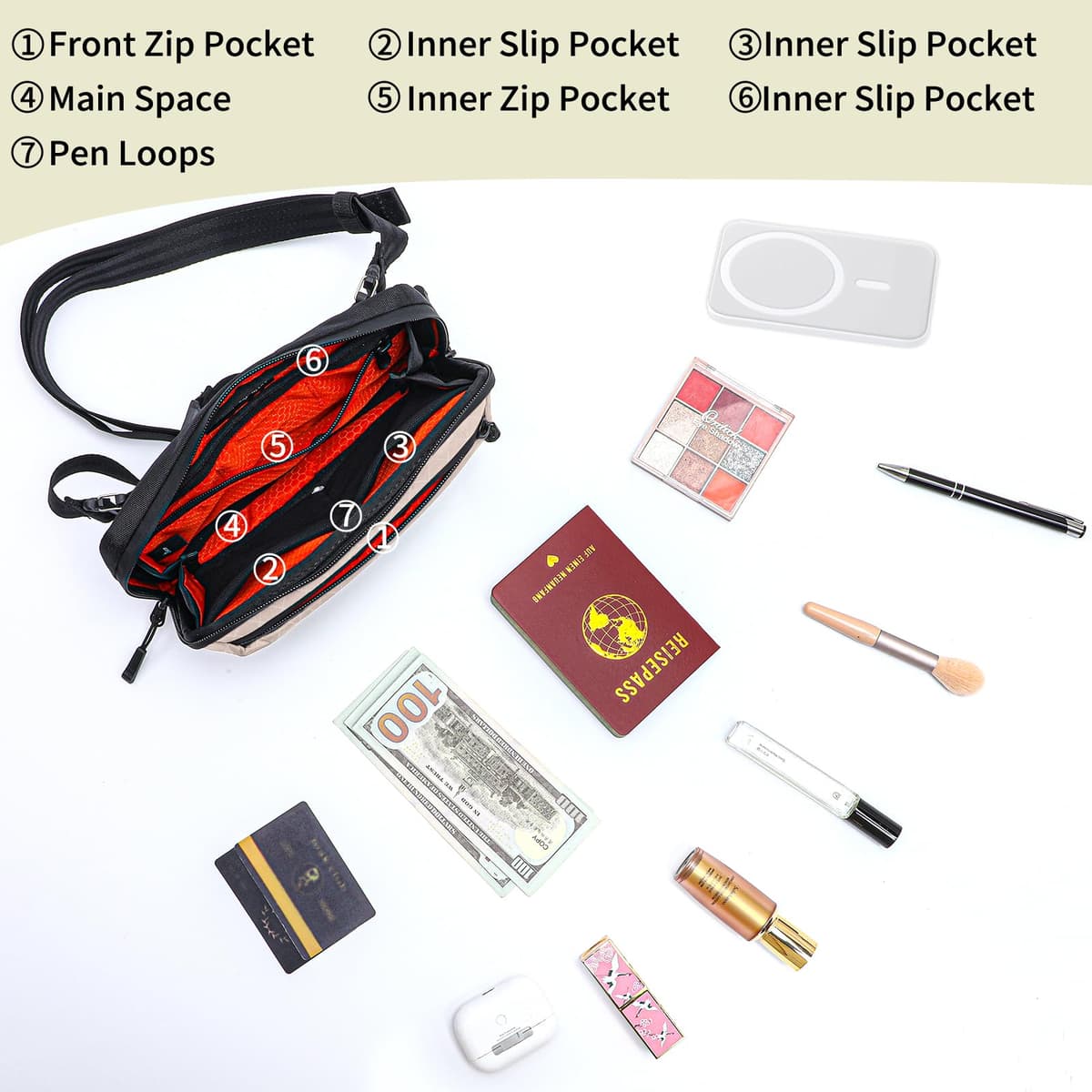 SIMTOP geantă crossbody telefon femei nylon geantă umăr mică cu portofel – roz