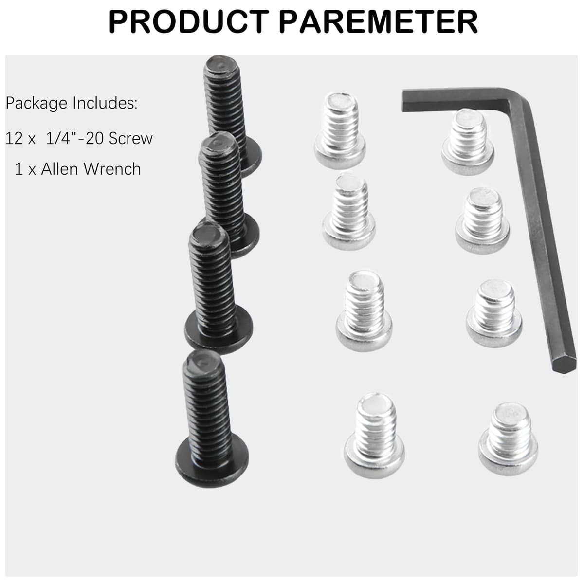 Șurub hexagonal 1/4"-20 inch pentru accesorii cage DSLR - 12 bucăți