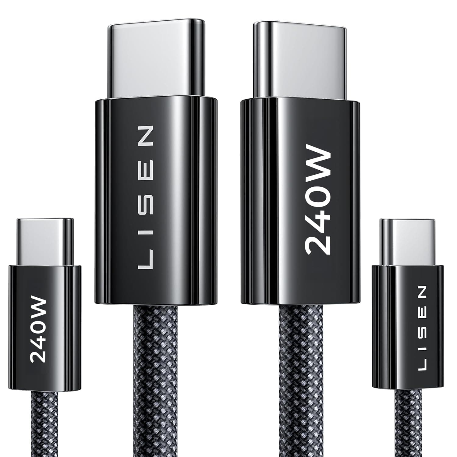 Set 3 cabluri USB-C LISEN încărcare rapidă PD 3.0 nylon împletit 1M 2M 2M durabil