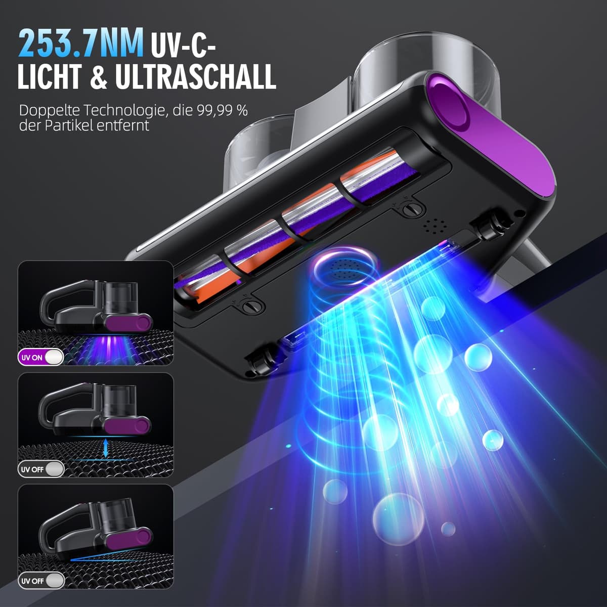 Aspirator saltea acarieni UV-C lumină filtrare HEPA – Negru