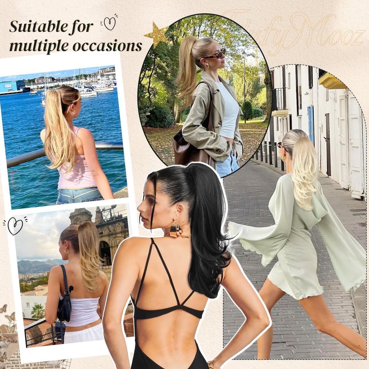 Extensie păr coadă cu șnur 50 cm - blond alb