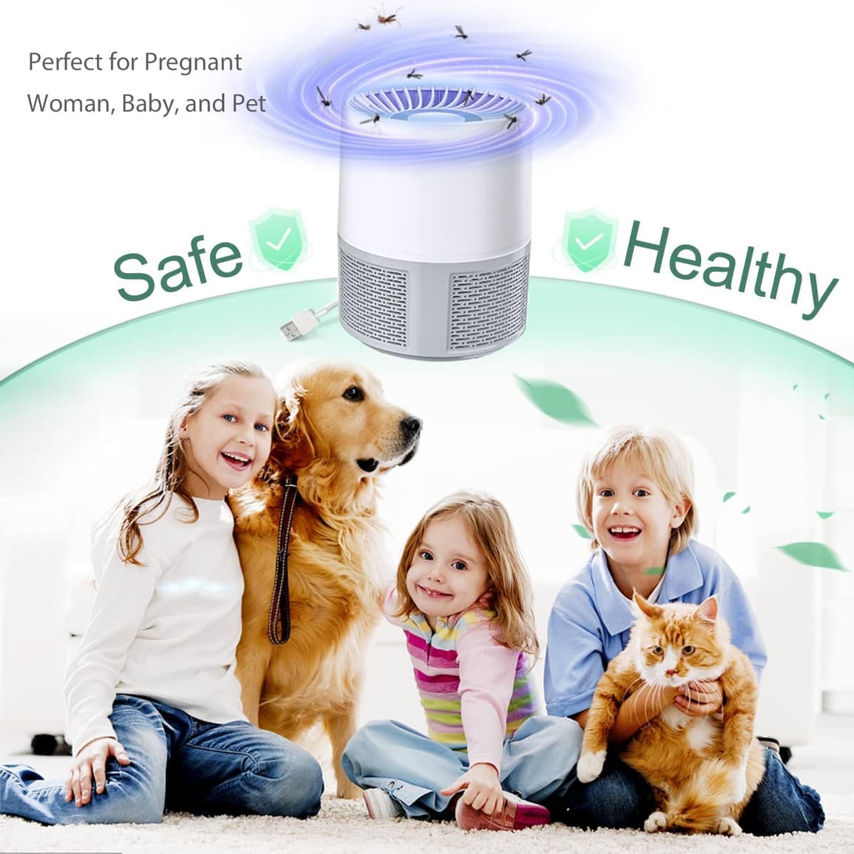 Capcană insecte, capcană electrică USB muște, capcană țânțari lampă, lampă ucigătoare țânțari cu lumină