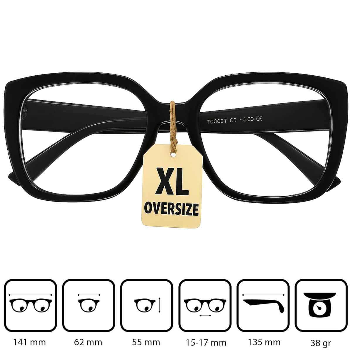 Ochelari filtru lumină albastră stil fluture supradimensionați – ramă neagră +2.5 dioptrii