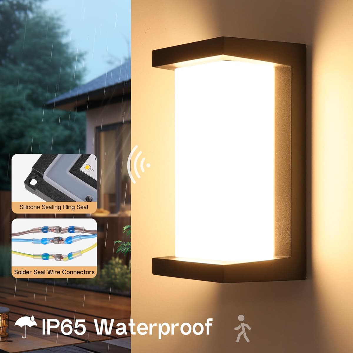 Aplică exterior cu senzor mișcare 18W telecomandă IP65 2000LM 3000K-6500K aluminiu pentru intrare