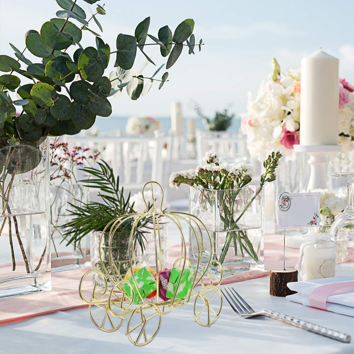 Sewroro Cutie bomboane metal decorațiune trăsură dovleac – Auriu