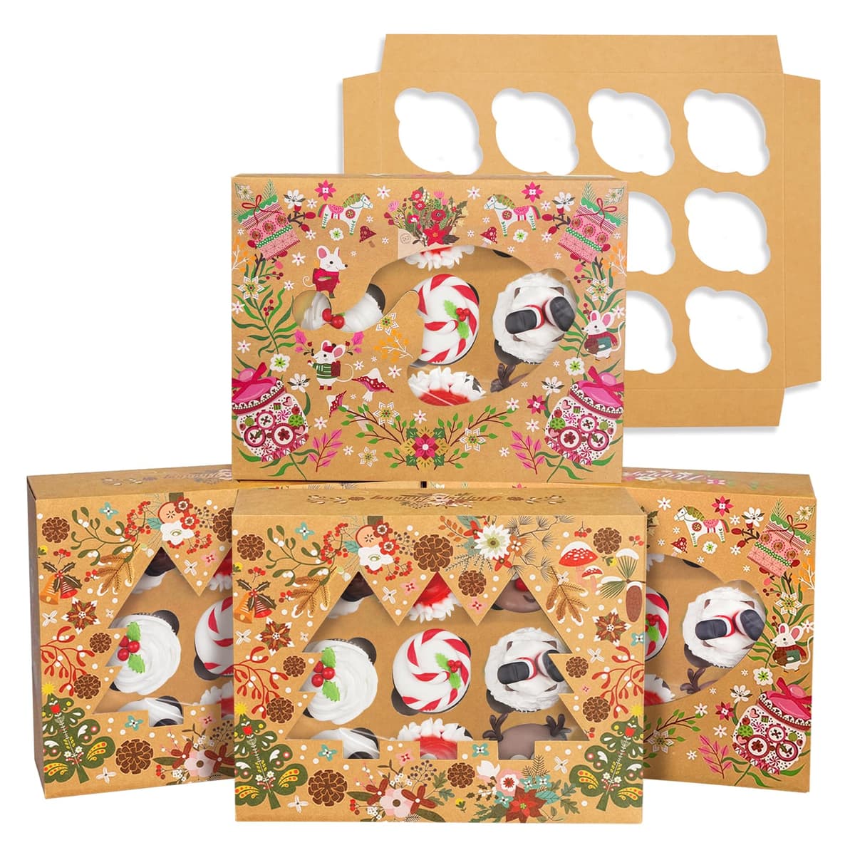Gcardist Cutii prăjituri Crăciun 12 bucăți cu fereastră – 33x25.4x8.89 cm