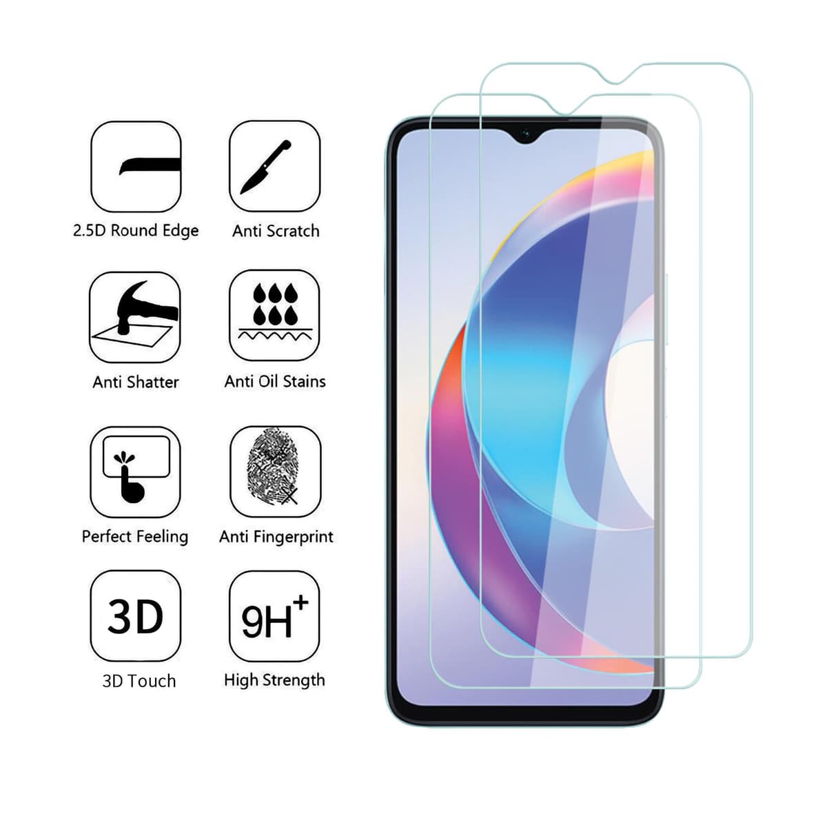 Husă telefon Honor X5 Plus cu 2 folii protecție sticlă 9H - TPU transparent moale