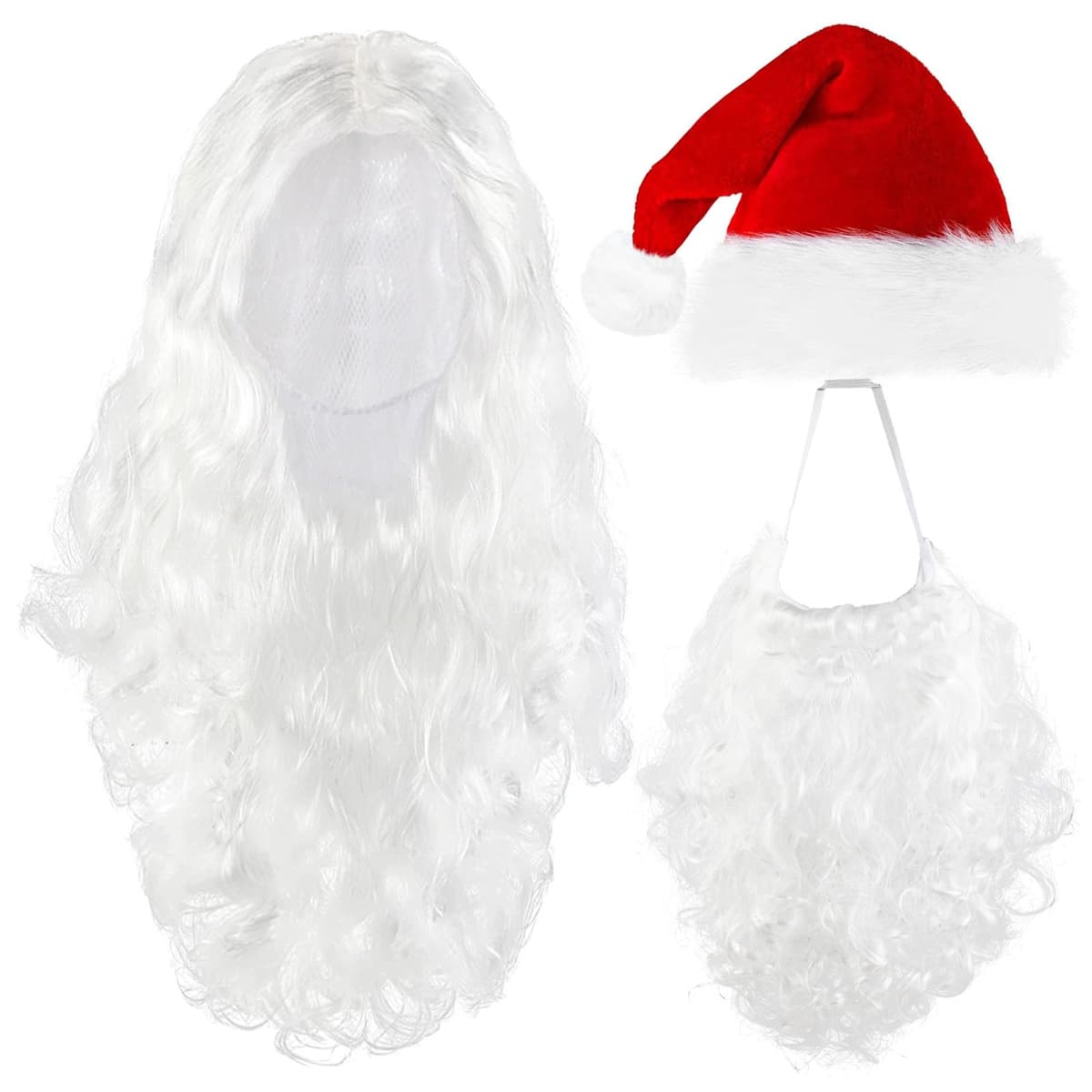 Accesorii costum Moș Crăciun barbă perucă căciulă – Adult