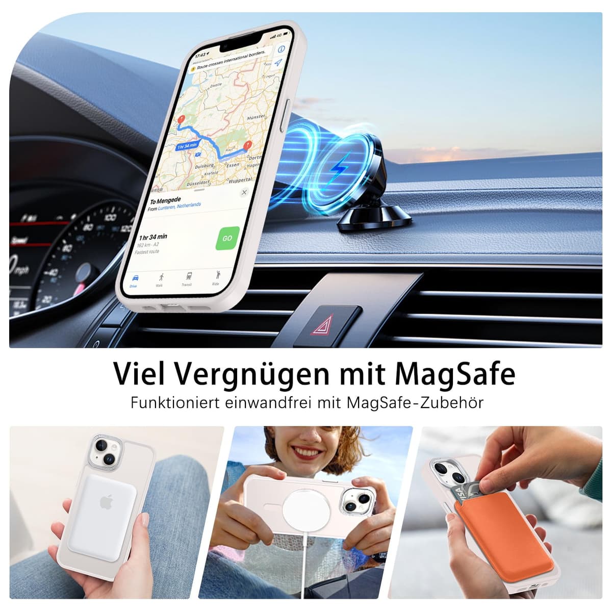 iPhone 14 Husă Translucidă Mat Magnetică Rezistentă Șocuri Anti-Amprente – Gri Deschis