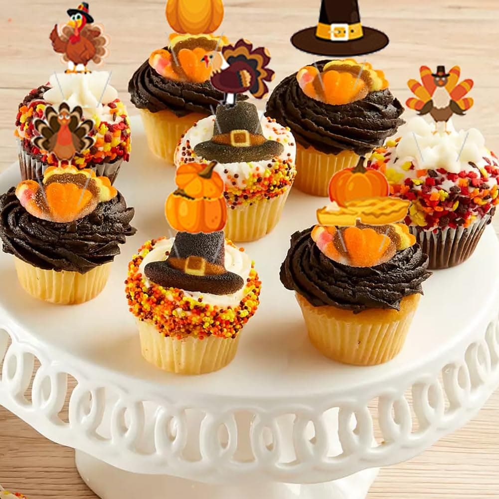 Decorațiuni cupcake Ziua Recunoștinței 13 bucăți decorațiuni toamnă – Culoare 2