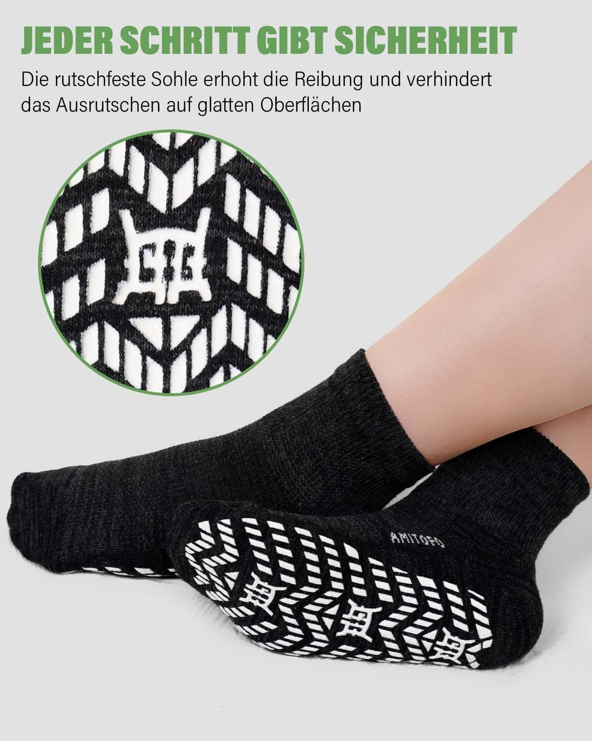 ZFSOCK șosete diabetici bărbați femei: bambus antialunecare fără elastic – negru 3 perechi 43-46