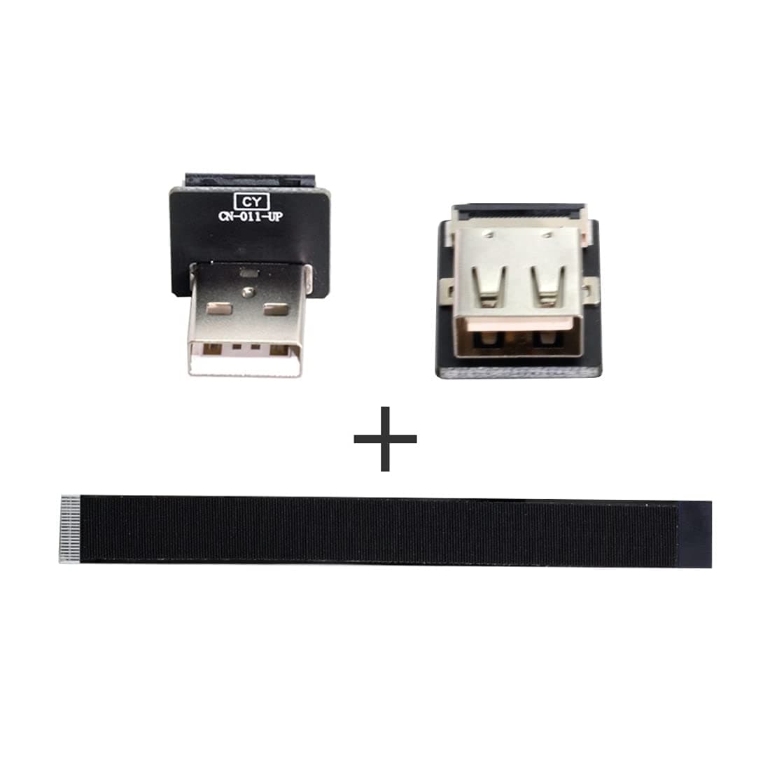 Cablu USB 2.0 plat bărbat-feminin unghi 90 grade 1.0M - negru