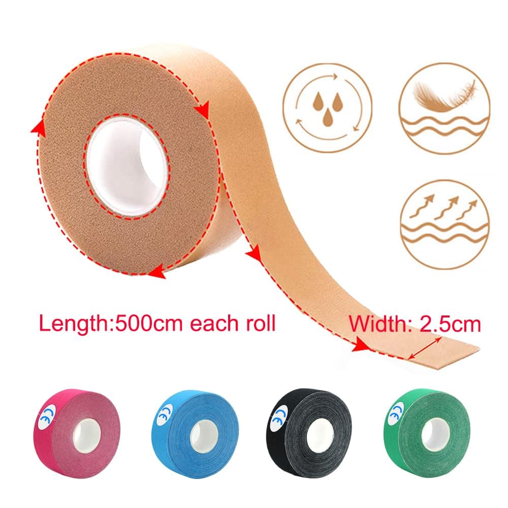 Tcdwla Plasture Riduri, Bandă Lifting Față, 4 Role Bandă Față Culoare Piele, Bandă Lifting Respirabilă, Față V, Îmbunătățire Bărbia Dublă