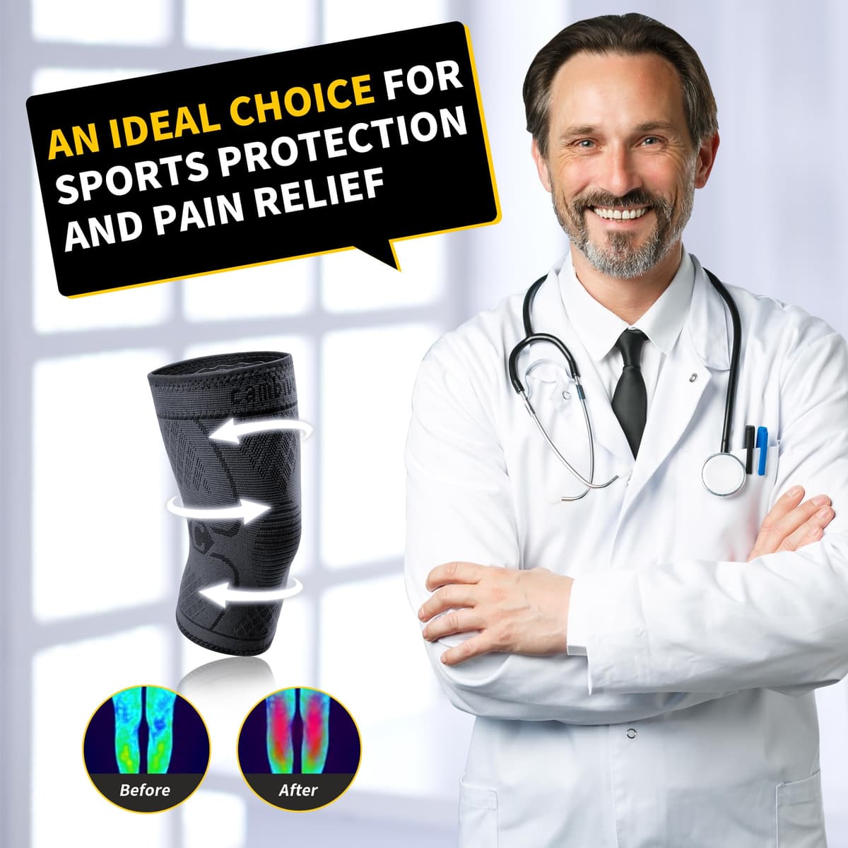 Genunchiere CAMBIVO menisc și ligamente 2 bucăți, compresie sală, volei, pentru dureri articulații, baschet