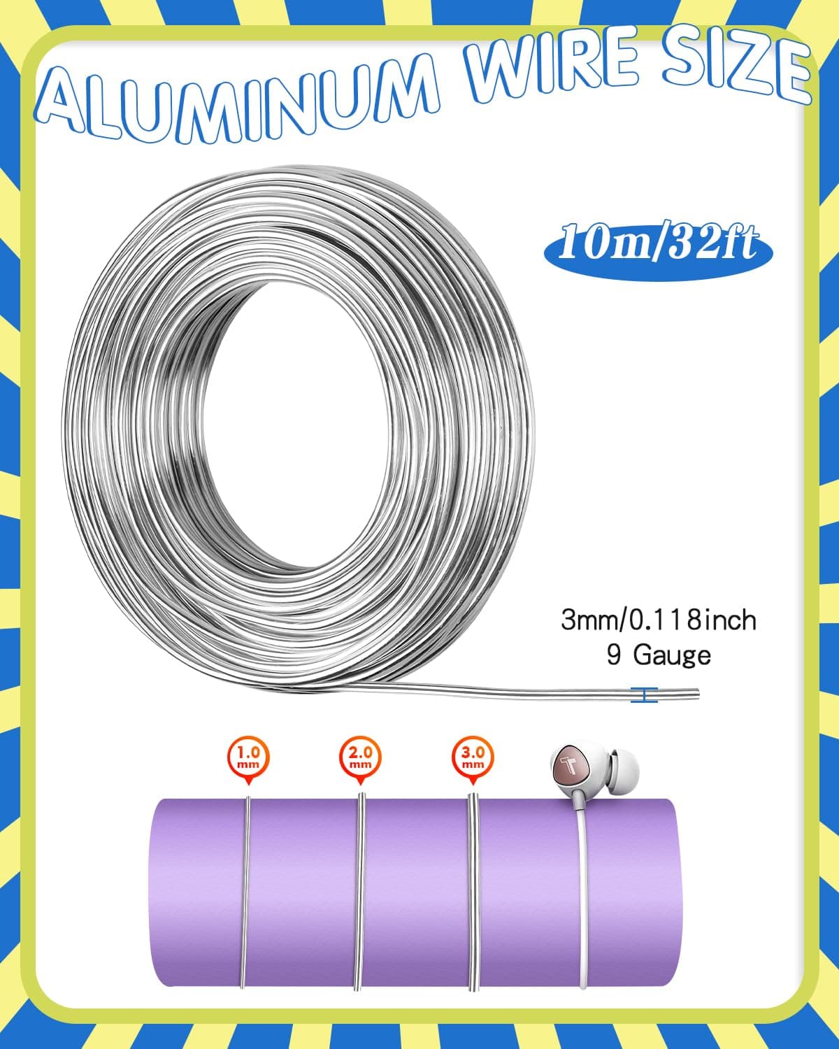 Sârmă artizanat 3mm x 10m pentru bijuterii și sculptură – aluminiu