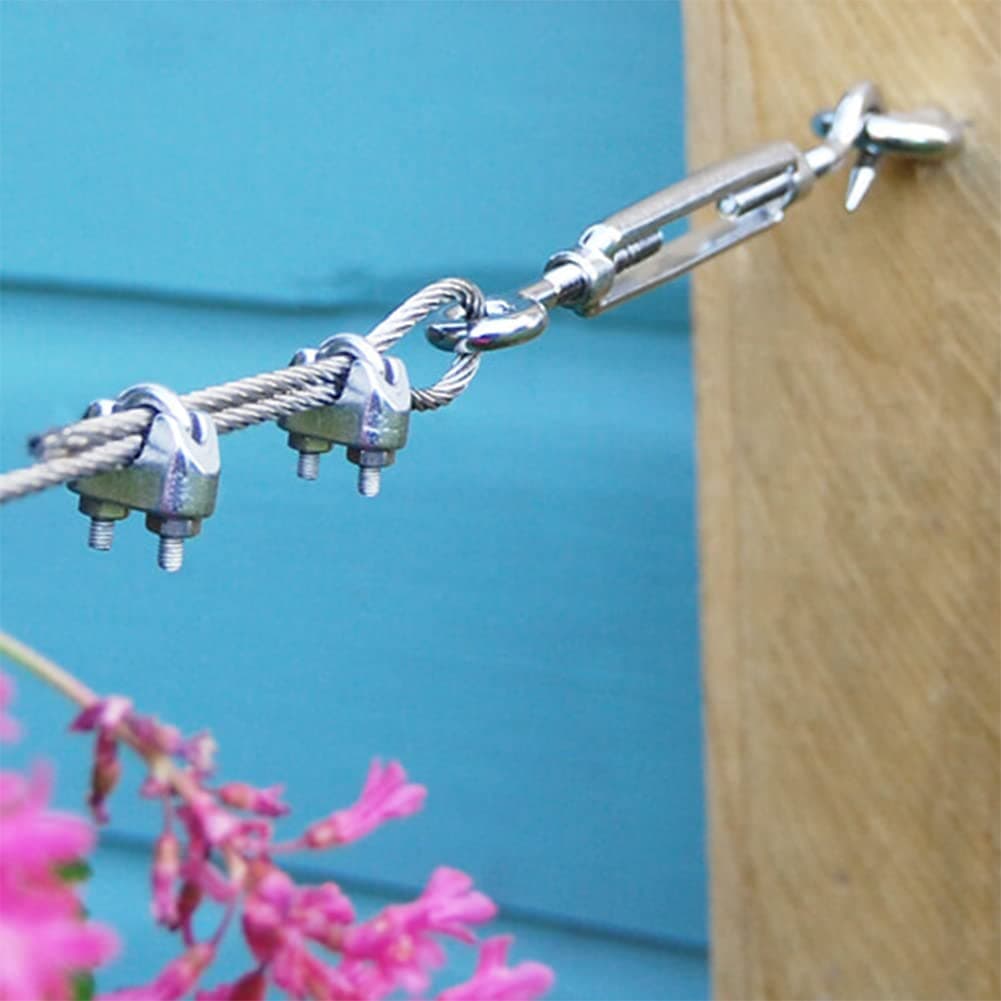 Întinzătoare cablu, întinzătoare inox, tensionere frânghie, tensionere cablu inox cu cârlige (M4, 4 piese)