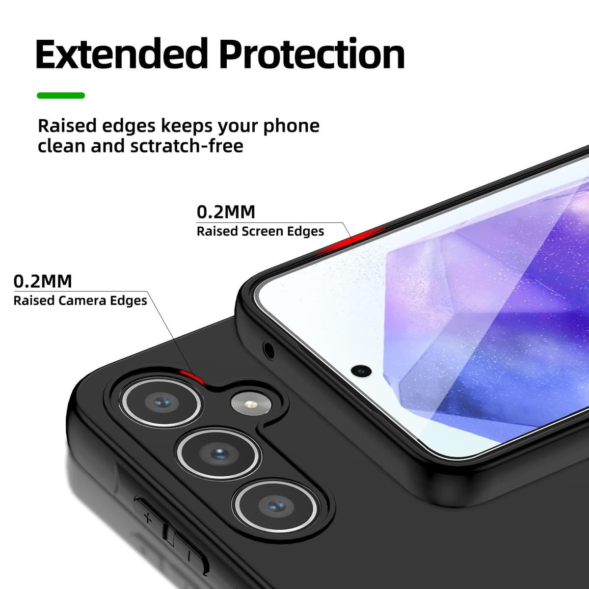 NEW'C husă Samsung Galaxy A55 silicon ultra subțire negru și 2× sticlă călită Galaxy A55 folie protecție ecran