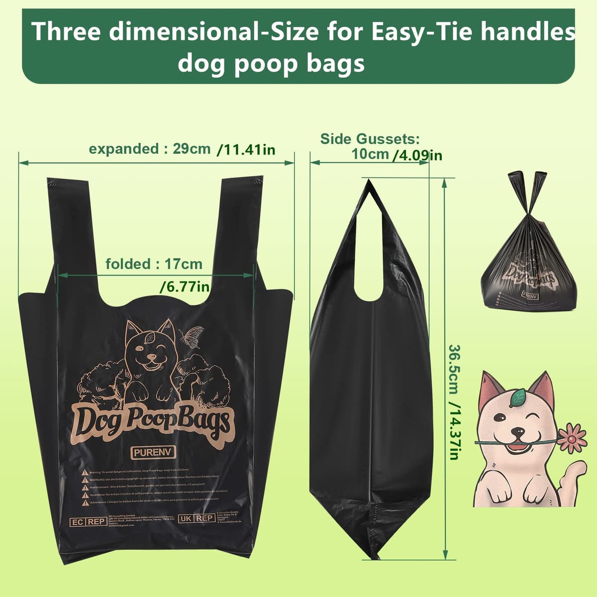 PURENV pungi biodegradabile excremente câine 600 buc, extra groase, parfum levănțică