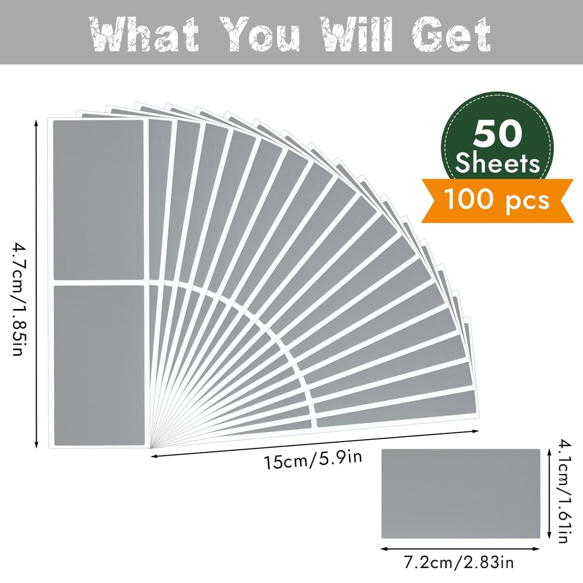 Autocolante Răzuibile 50 Coli Dreptunghiulare pentru Jocuri și Meșteșuguri – Argintiu