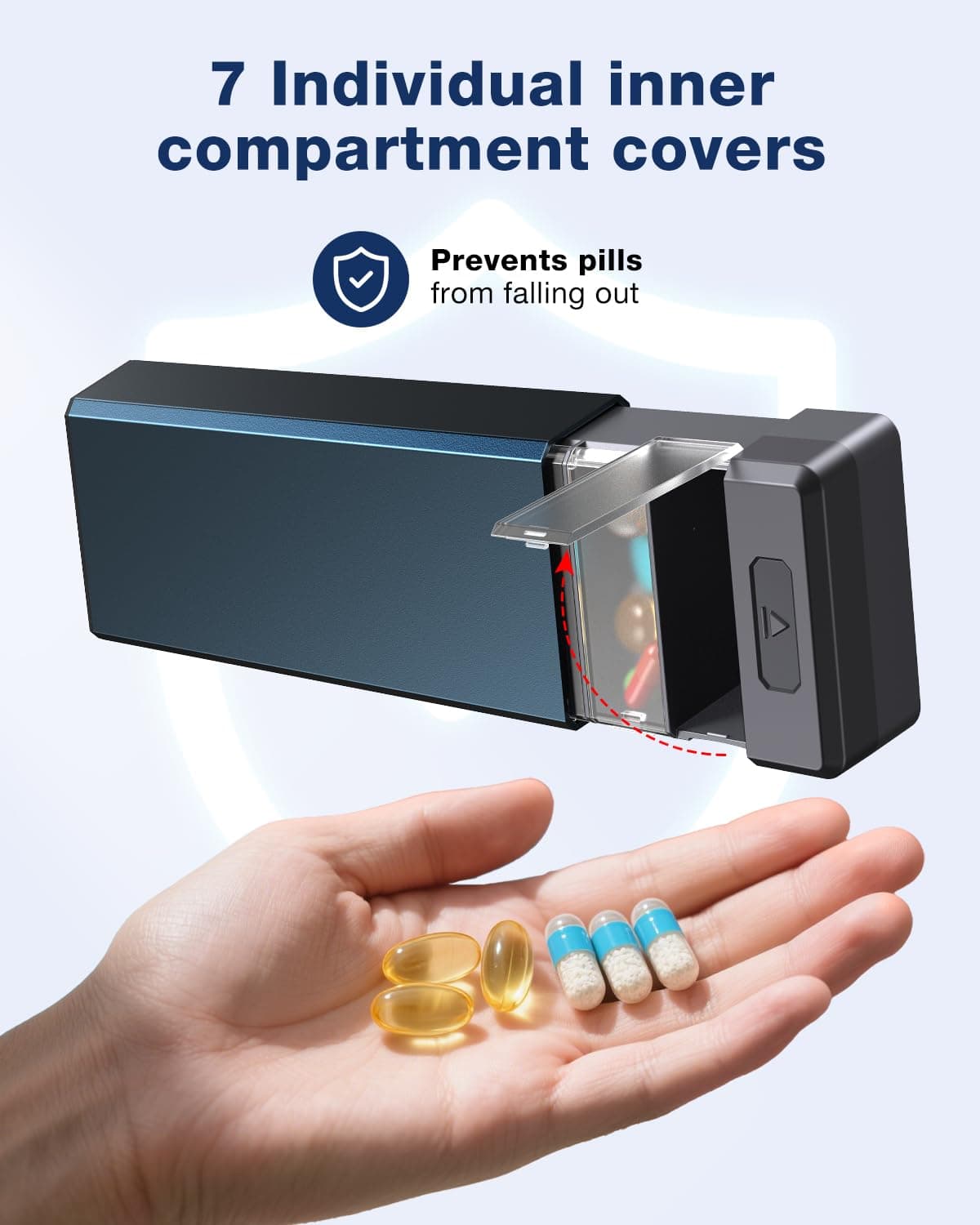 Organizator de pastile 7 zile cu tavă din aluminiu - portabil, container metalic