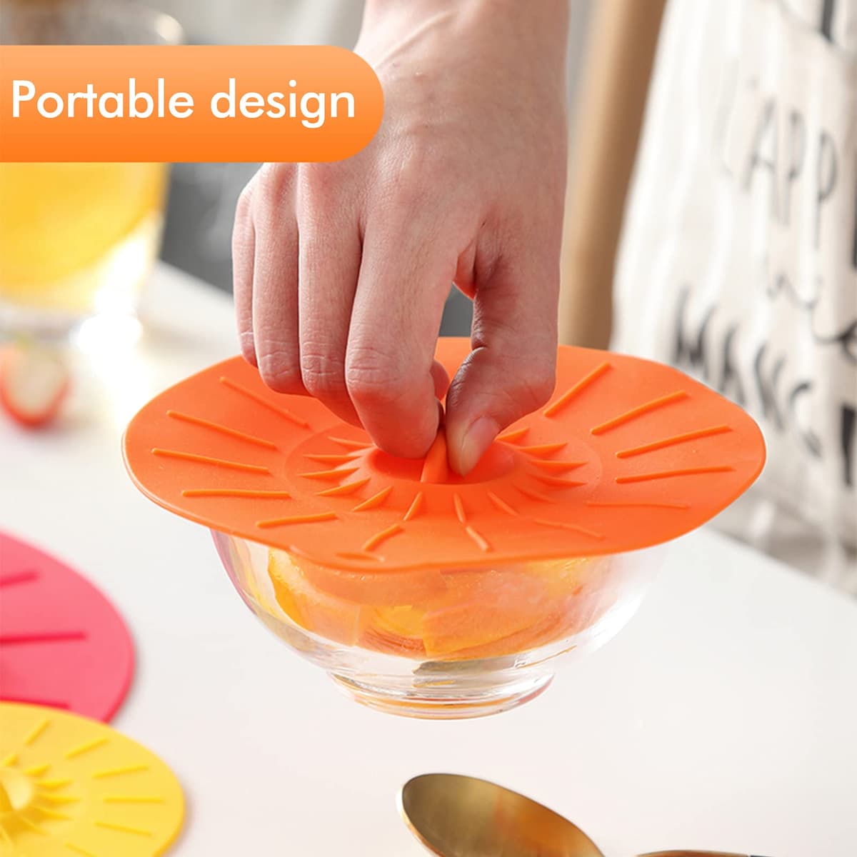 Set 5 capace silicon cu ventuză reutilizabile anti-praf – Culori asortate