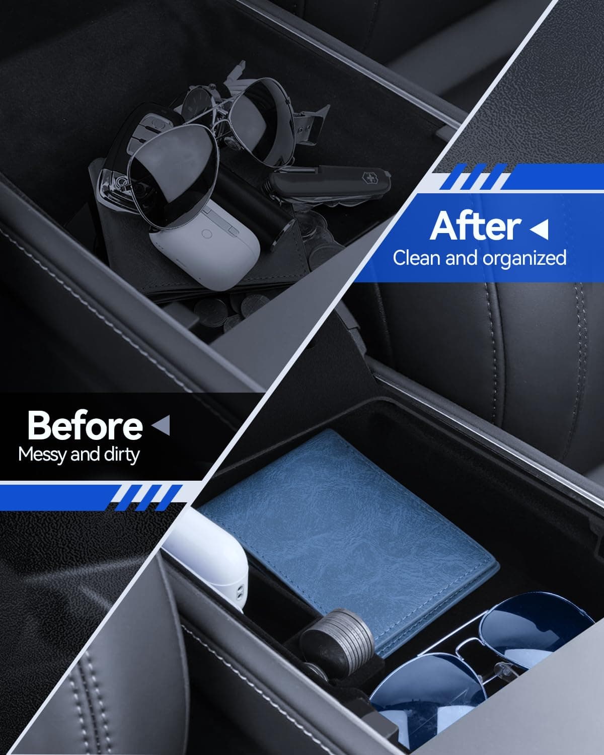 Set accesorii 3 piese pentru Tesla Model Y 2021-2024 și Model 3 2021-2023 – Negru