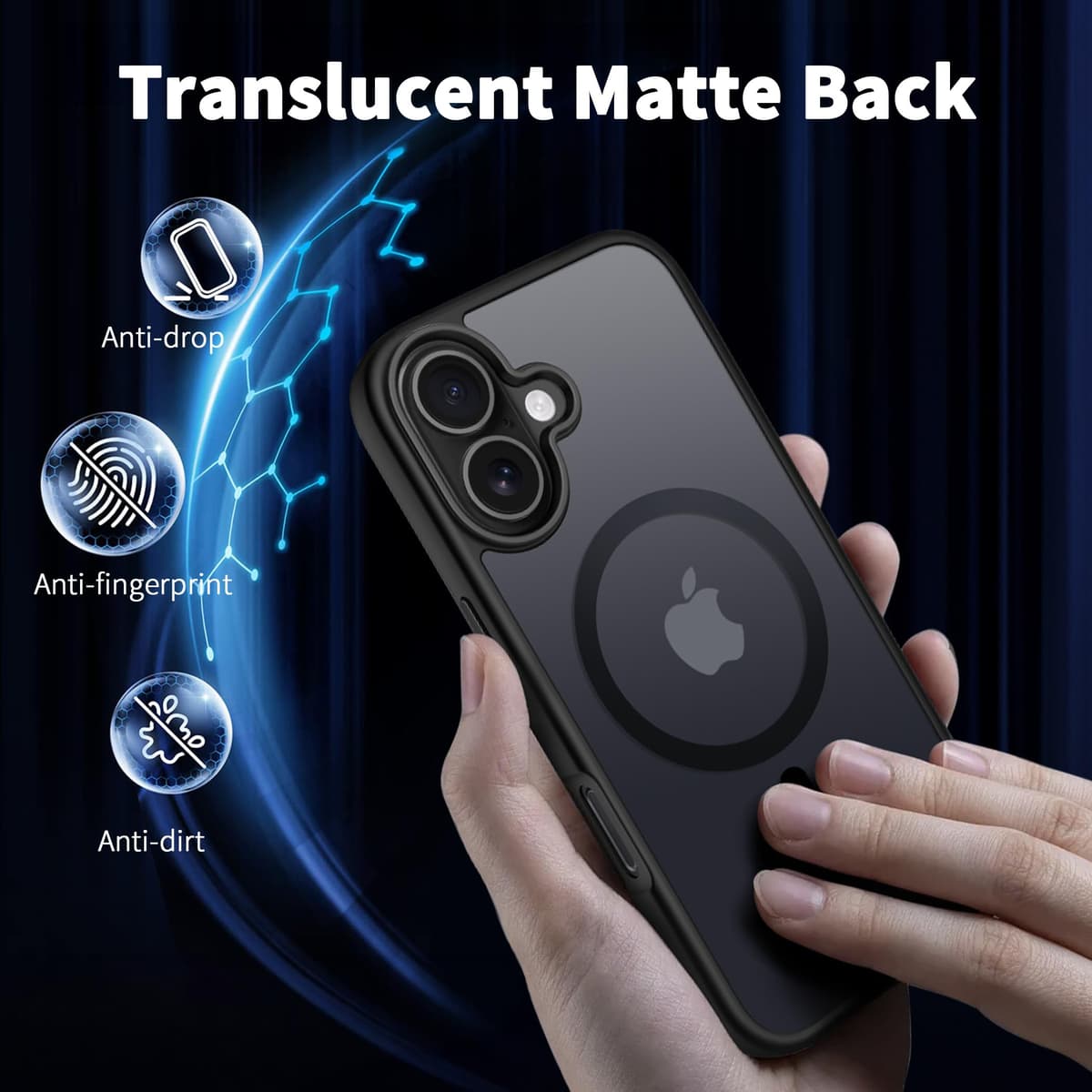 iPhone 16 Husă cu Protecție Cameră MagSafe Rezistentă Șocuri Magnetică Spate – Translucidă