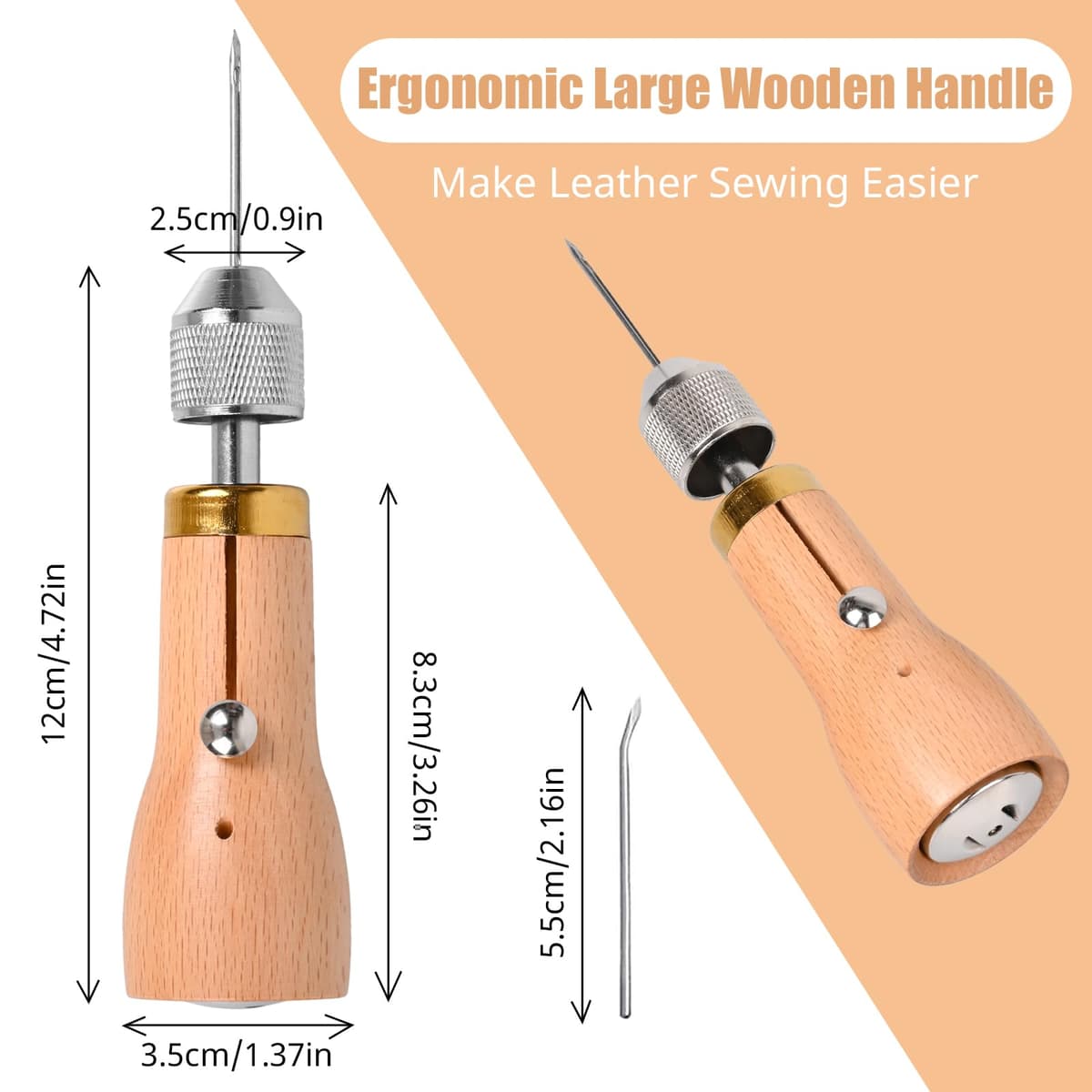 Set 19 piese sculă șilă kit cusut piele cu ac și ață – Multicolor