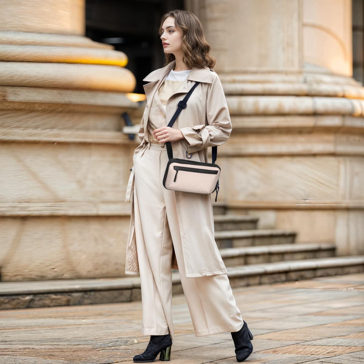 SIMTOP geantă crossbody telefon femei nylon geantă umăr mică cu portofel – roz