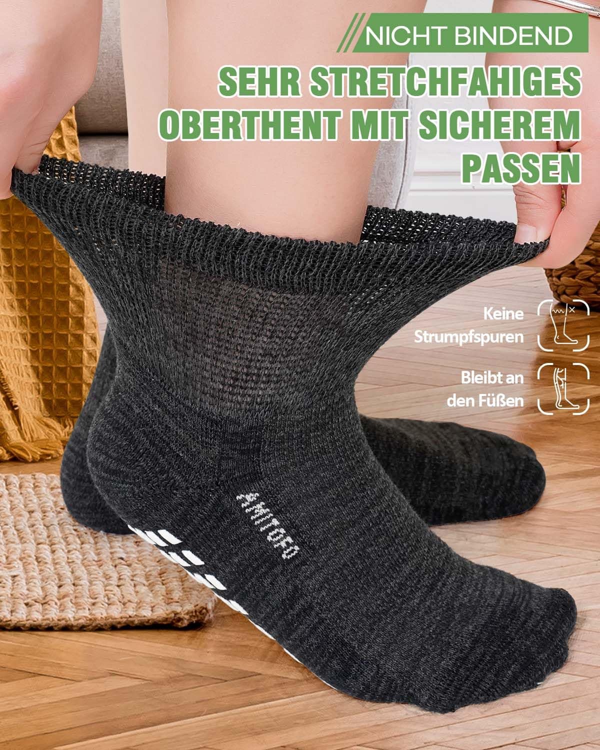 ZFSOCK șosete diabetici bărbați femei: bambus antialunecare fără elastic – negru 3 perechi 43-46