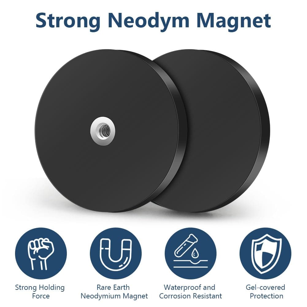 Magneți neodim utilitari 10buc acoperire cauciuc 22mm - negru