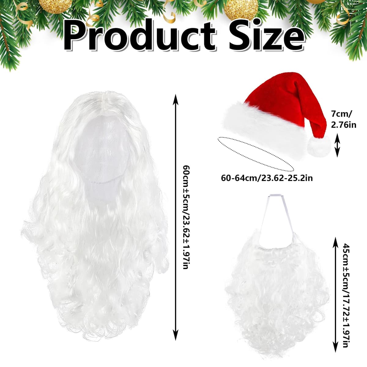 Accesorii costum Moș Crăciun barbă perucă căciulă – Adult