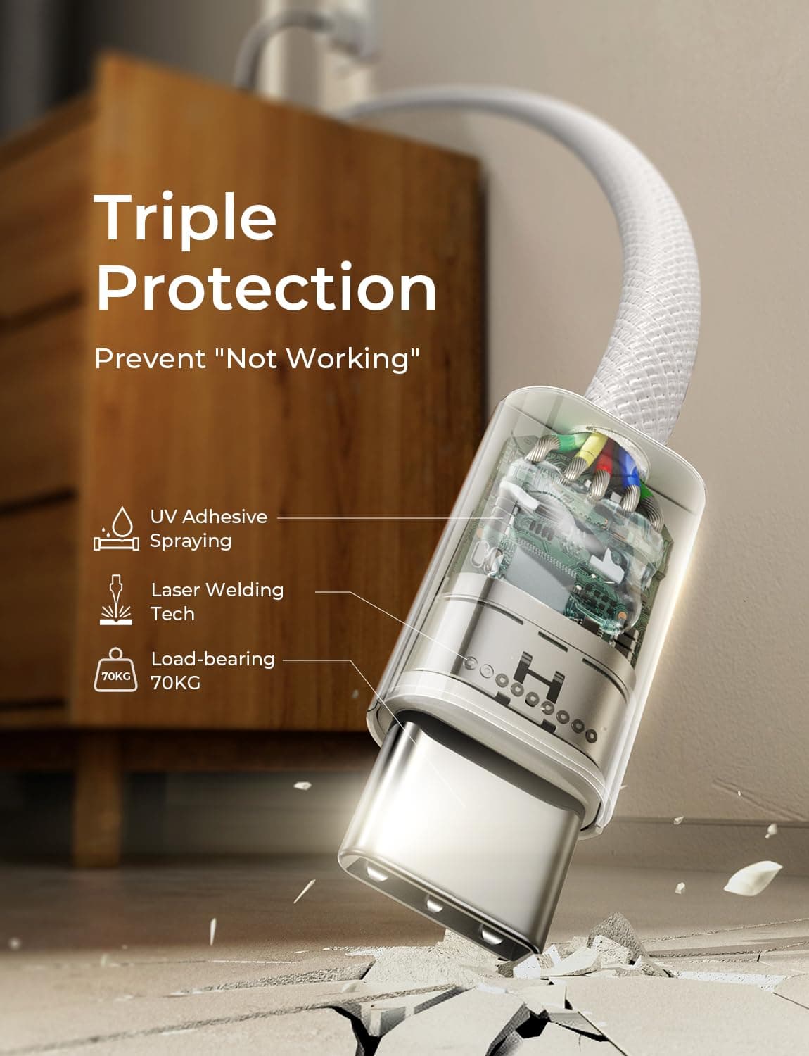 Set 3 cabluri USB-C LISEN încărcare rapidă PD 3.0 nylon împletit 1M 2M 2M durabil