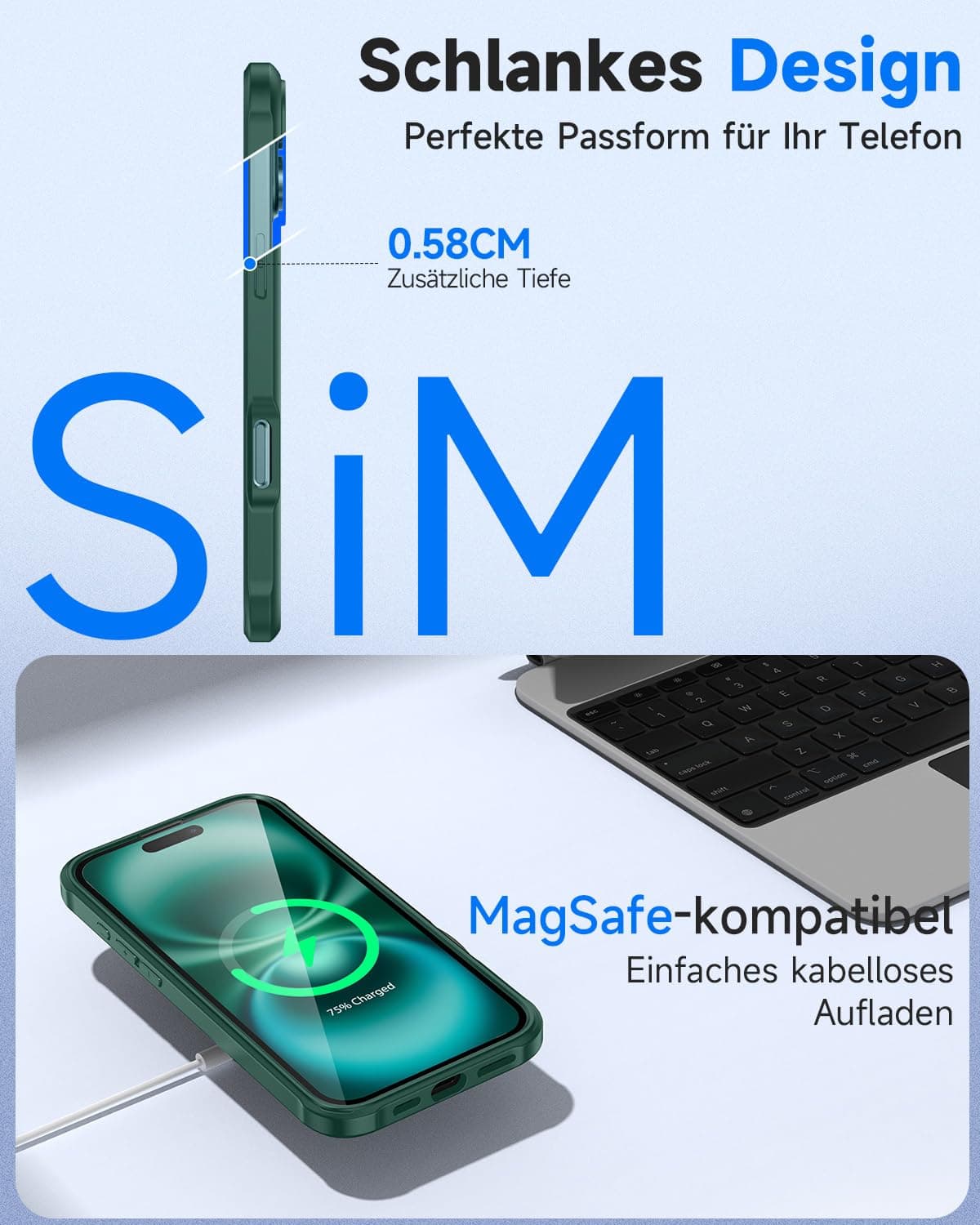 Husă iPhone 16 cu Protecție Sticlă Călită Anti-șoc – Verde