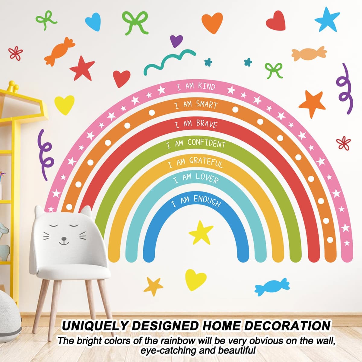 Autocolante Perete Curcubeu Mari pentru Camere Fete – Colorate