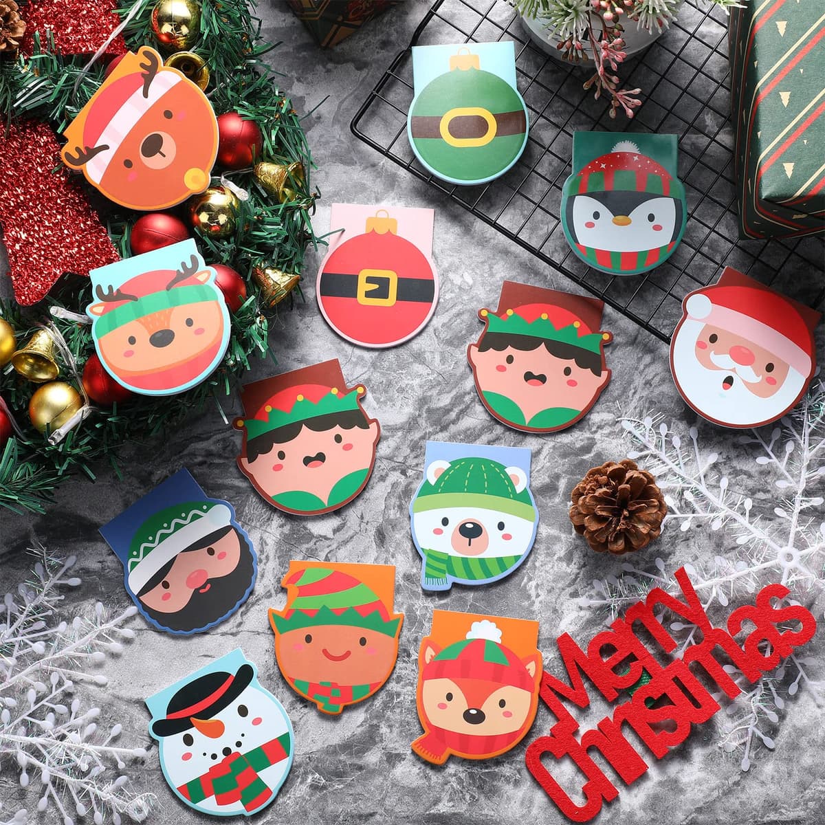 Set 48 piese caiete mini Crăciun notepad-uri mici – om de zăpadă Moș Crăciun