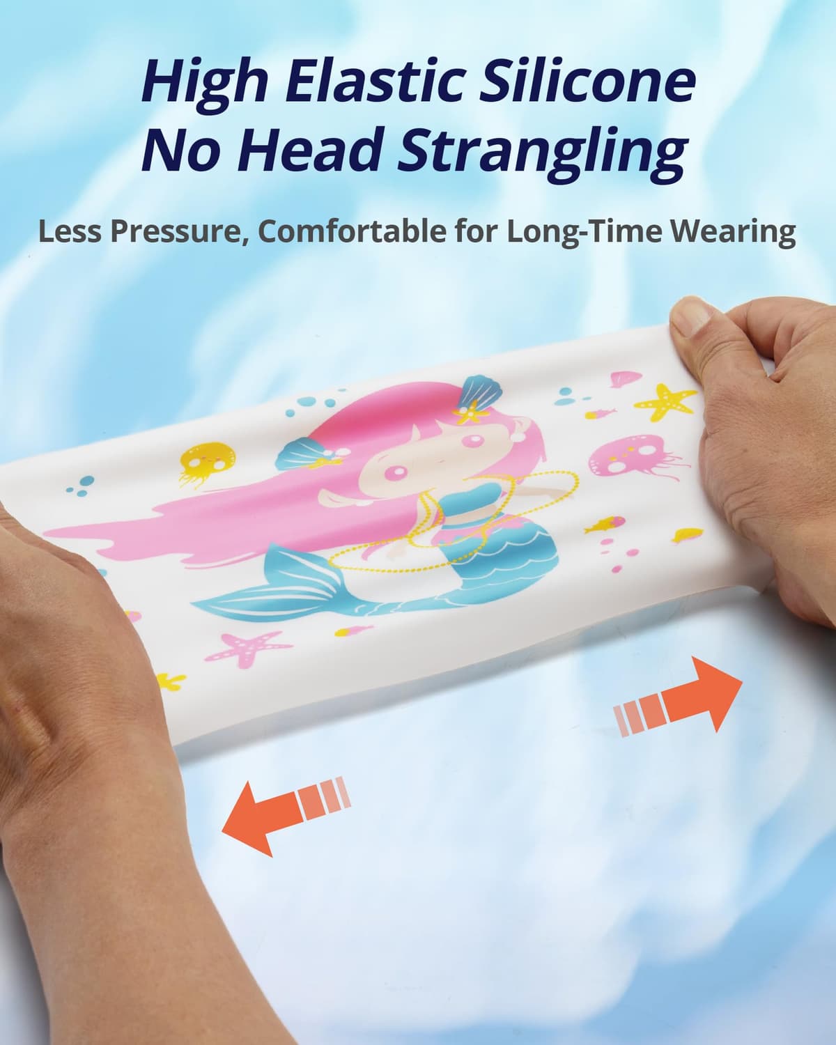 Căciulă înot copii silicon impermeabil design sirenă 4-12 ani