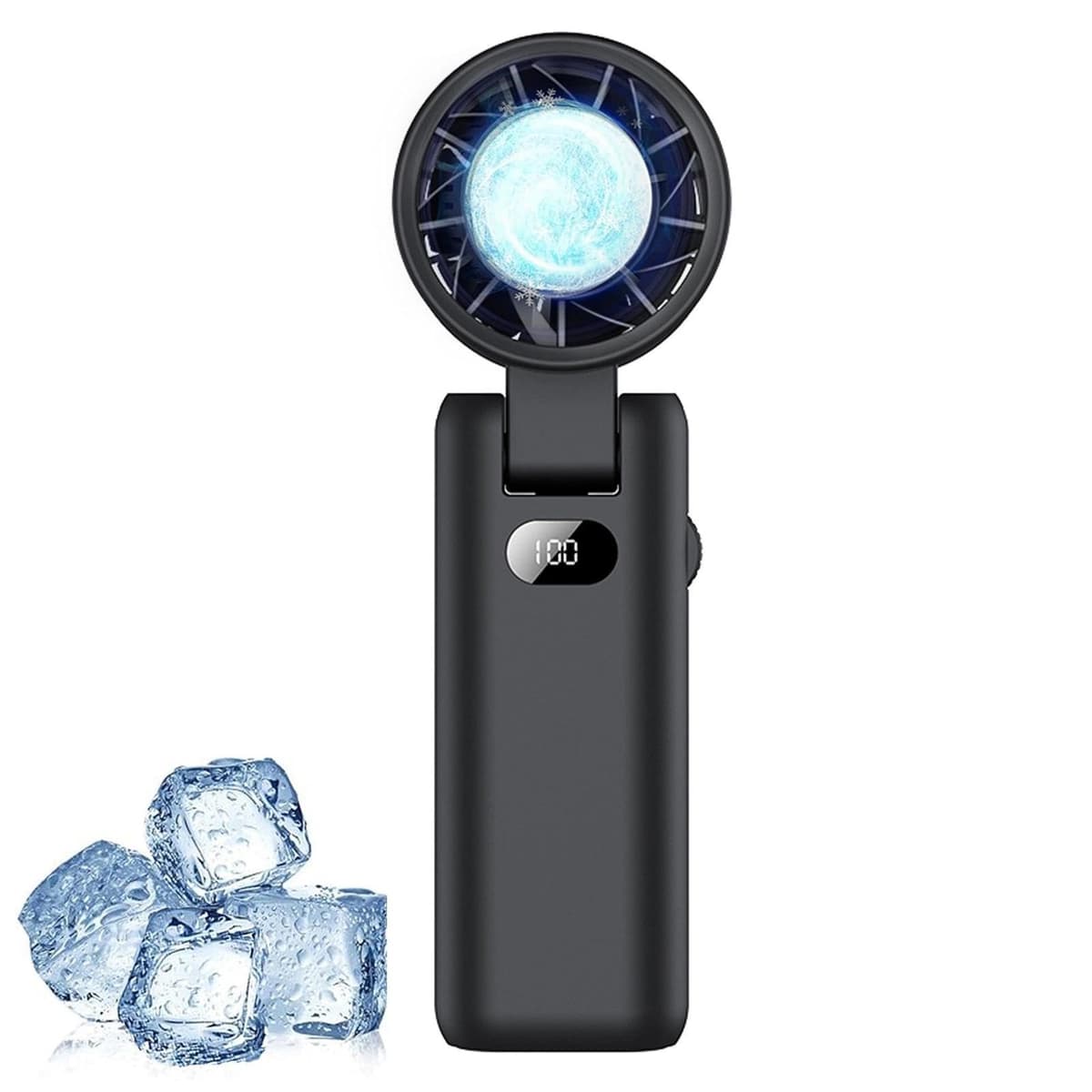 Intckwan Ventilator Manual Turbo Reîncărcabil, 3600mAh, Ventilator Mini USB Portabil, Ventilator Compresă Gheață 100 Viteze (Alb)
