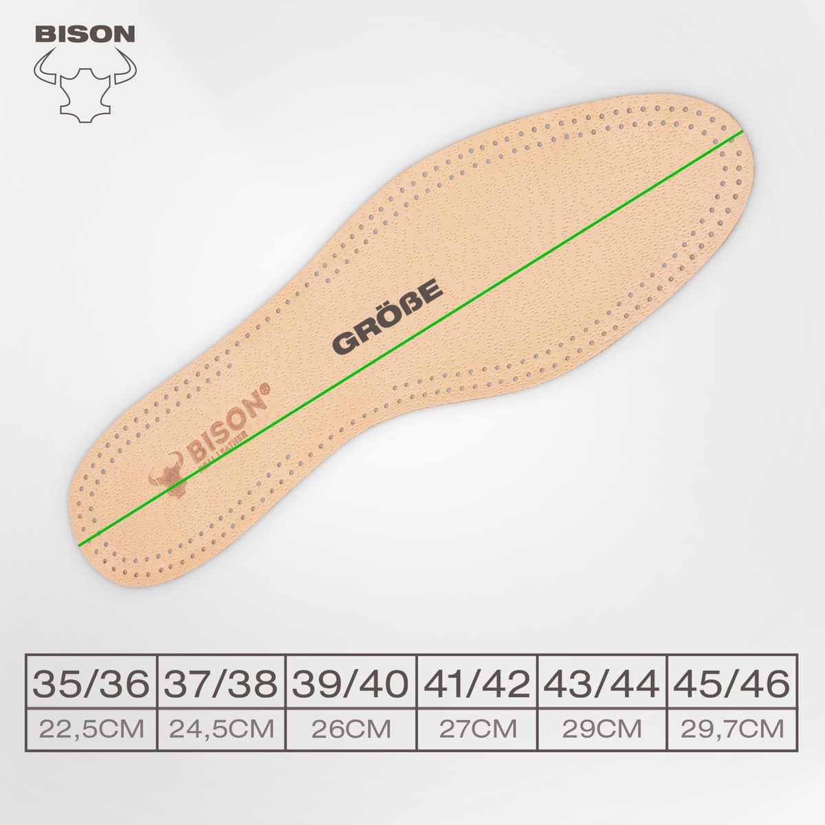 BISON branțuri piele cu plută naturală - 3 perechi branțuri anti-transpirație - branțuri piele pantofi (37/38)