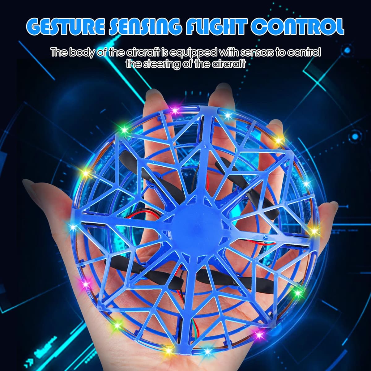 Minge zburătoare LED cu hover, mini dronă pentru copii – multicoloră