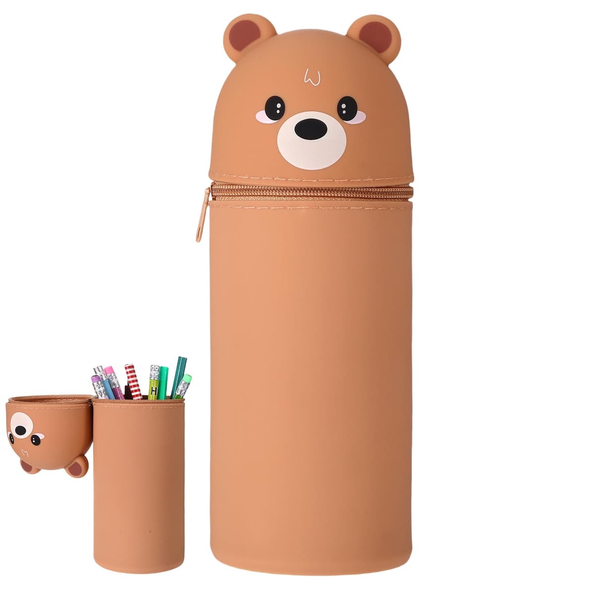 Penar Kawaii silicon 2-în-1 suport pixuri școală birou călătorie – Urs