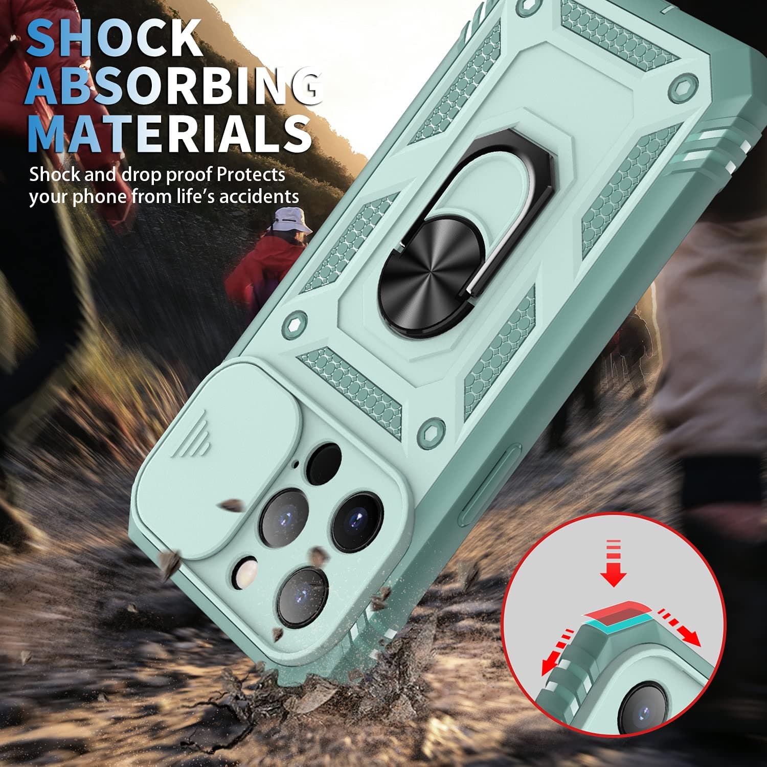 Husă Whyzshiyi iPhone 13 Pro Max negru protecție cameră glisantă militar anti-șoc